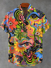 Eyes Abstract Psychedelic Art Print Cotton Linen Casual Shirt