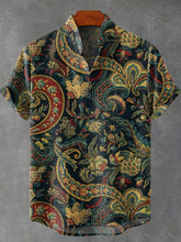 Decorative Pattern of Various Plants In Retro Style Cotton Linen Casual Shirt