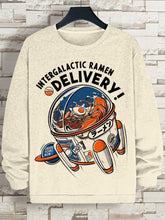 Men's Fun Japanese Intergalactic Ramen Delivery Art Print Cotton Casual Sweatshirt