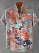 Fantasy Goldfish Vintage Print Cotton Linen Casual Shirt