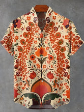 Indian Art Floral Vintage Print Cotton Linen Casual Shirt