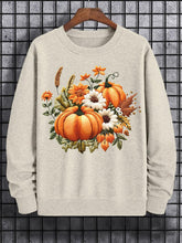 Men's Pumpkin Floral Embroidery Print Cotton Casual Sweatshirt