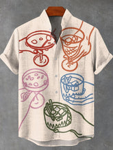 Colorful Creative Toasts Vintage Print Cotton Linen Casual Shirt