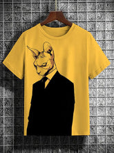 Men's Coolest Sphynx Cat Suit Thug Print T-Shirt