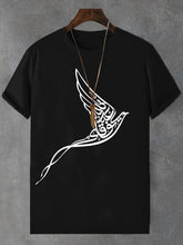 Men's Peace Dove Calligraphy Art Print Cotton Casual T-Shirt