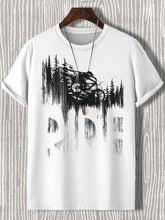 Men's Mountain Biking Art Print Cotton Casual T-Shirt