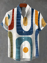 Abstract Carpet Art Print Cotton Linen Casual Shirt