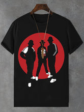 Men's Hippop Character Silhouette Print Cotton Casual T-Shirt