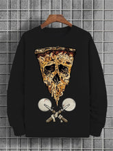Men's Halloween Pizza Print Cotton Casual Sweatshirt