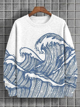 Men's Wave Line Art Print Casual Sweatshirt