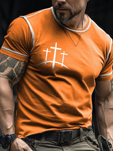Men's Retro Faith Color Contrast Stitch Print T-Shirt