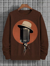 Men's Retro Microphone Art Graphic Print Cotton Casual Sweatshirt