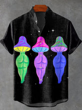 Dreamy Sexy Mushrooms Vintage Print Cotton Linen Casual Shirt