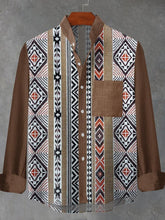 Retro Ethnic Patterns Graphic Print Cotton Linen Long Sleeve Shirt