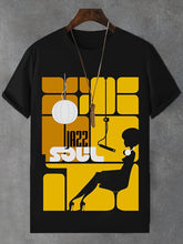 Men's Jazz Soul Music Illustration Print Cotton Casual T-Shirt
