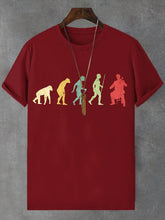 Men's Cello Human Evolution Illustration Print Cotton Casual T-Shirt