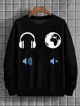Men's Music On World Off Print Cotton Casual Sweatshirt