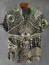 Eye Mushroom Vintage Print Cotton Linen Casual Shirt