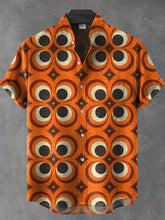 Vintage Orange Ethnic Tribal Pattern Art Print Cotton Linen Casual Shirt