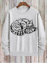 Men's Curled Up Cat Print Cotton Casual Sweatshirt