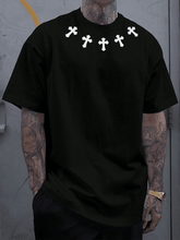 Men's Faith Cross Print Casual Short Sleeve T-Shirt