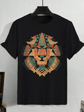 Men's African Lion Totem Graphic Print Cotton Casual T-Shirt