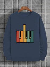 Men's Piano Key Colorful Art Print Cotton Casual Sweatshirt