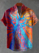 Abstract Art Print Cotton Linen Casual Shirt