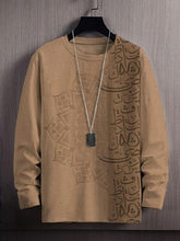 Men's Calligraphy Art Pattern Print Long Sleeve T-Shirt
