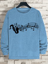 Men's Art Rhythm Music Note Graphic Print Cotton Casual Sweatshirt