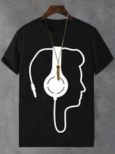 Men's Vintage Music Silhouette Chilling Print Cotton Casual T-Shirt