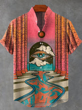 Eyes Maze Abstract Art Print Cotton Linen Casual Shirt