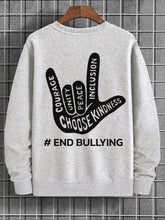 Men's Be Kind Slogan Gesture Print Cotton Casual Sweatshirt