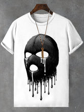 Men's Funny Melting Hip Hop Mask Print Cotton Casual T-Shirt