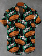 Coffin Daisy Art Print Cotton Linen Casual Shirt