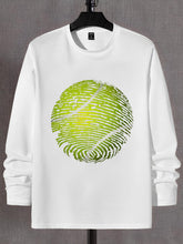 Men's Tennis Fingerprint Graphic Print Cotton Long Sleeve T-Shirt Thin Sweatshirt