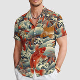 Men's Koi Carp Casual Short Sleeve Shirt