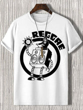 Men's Fun Retro Sound Robot Reggae Print Cotton Casual T-Shirt