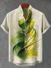 Abstract Art Print Cotton Linen Casual Shirt