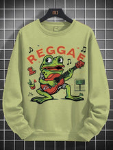 Men's Reggae Frog Playing Guitar Print Cotton Long Sleeve T-Shirt Thin Sweatshirt