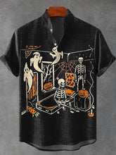 Halloween Undead Art Print Cotton Linen Casual Shirt