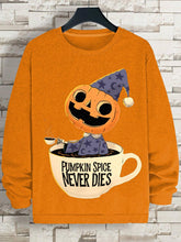 Men's Halloween Pumpkin Spice Never Dies Print Cotton Casual Sweatshirt