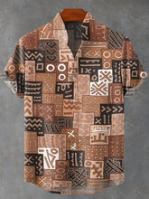 Vintage African Ethnic Pattern Print Cotton Linen Casual Shirt