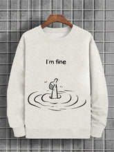 Men's I'm Fine Thumbs Up Graphic Print Cotton Casual Sweatshirt