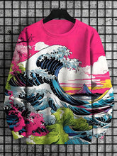 Men's Neon Wave Japan Art Print Casual Sweatshirt