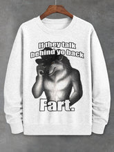 Men's Western Wolf Slogan Illustration Print Cotton Casual Sweatshirt