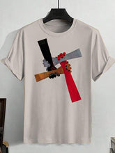 Men's Love And Peace Hands Graphic Print Cotton Casual T-Shirt