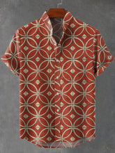 Classic Vintage Carpet Pattern Print Cotton Linen Casual Shirt