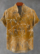 Golden Autumn Leaves Art Print Cotton Linen Casual Shirt