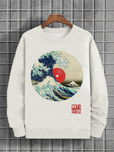 Men's Record Sea Wave Japanese Art Print Cotton Casual Sweatshirt